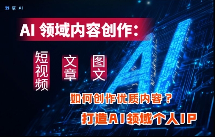 AI领域内容创作：高效创作短视频、文章、图文三大板块内容，打造AI领域个人IP-优优云网创
