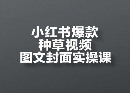 小红书爆款种草视频图文封面实操课，​开店、选品、引流、变现全流程-优优云网创