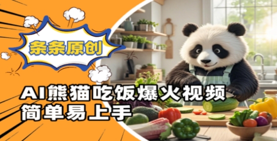 Ai熊猫吃饭爆火视频，条条原创，简单易上手-优优云网创
