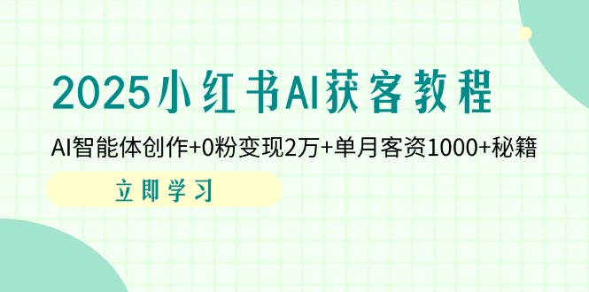 （14301期）2025小红书AI获客教程：AI智能体创作+0粉变现2万+单月客资1000+秘籍-优优云网创
