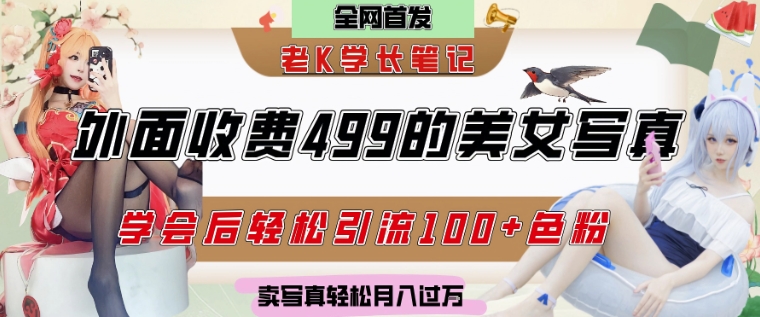 外面收费499的美女写真制作技术，学会后轻松引流S粉变现，日引100+S粉，轻松月入过W-优优云网创