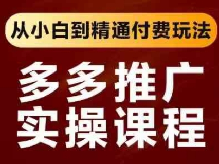拼多多推广实操课程，从小白到精通付费玩法-优优云网创