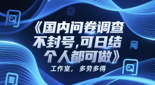国内问卷调查，不封号，可日结，多劳多得，工作室，个人都可做-优优云网创