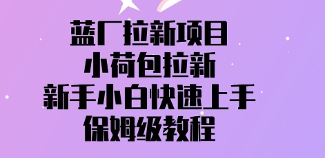 蓝厂拉新项目，小荷包拉新，新手小白快速上手，保姆级教程-优优云网创