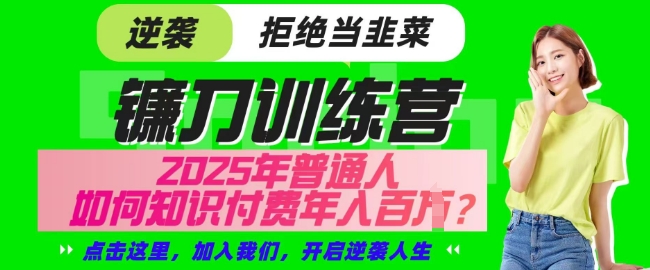 【网创项目终点站-镰刀训练营超级IP合伙人】25年普通人如何通过知识付费实现逆袭【揭秘】-优优云网创