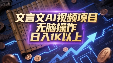 文言文AI视频项目，无脑操作，日入1K以上-优优云网创