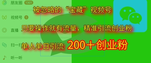 被忽略的“宝藏”视频号引流精准创业粉单人单日引流200+精准粉-优优云网创