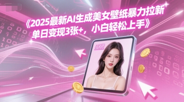 2025最新AI生成美女壁纸暴力拉新, 单日变现3张+，小白轻松上手-优优云网创