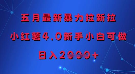 五月最新暴力拉新拉，小红薯4.0新手小白可做，日入多张-优优云网创