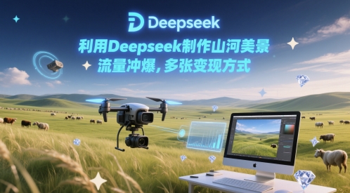 利用Deepseek制作山河美景，流量冲爆，多张变现方式-优优云网创