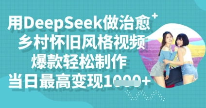 用DeepSeek做治愈乡村怀旧风格视频，爆款轻松制作，当日最高变现多张-优优云网创