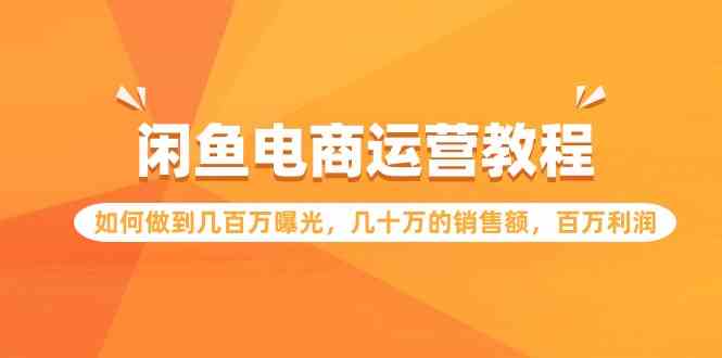 （9560期）闲鱼电商运营教程：如何做到几百万曝光，几十万的销售额，百万利润.-优优云网创