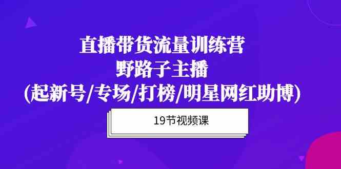 直播带货流量特训营，野路子主播(起新号/专场/打榜/明星网红助博)-优优云网创