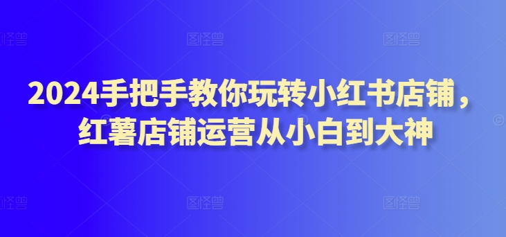 2024手把手教你玩转小红书店铺，红薯店铺运营从小白到大神-优优云网创