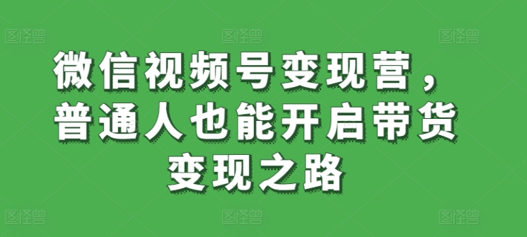 微信视频号变现营，普通人也能开启带货变现之路-优优云网创