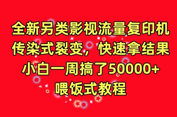 全新另类影视流量复印机，传染式裂变，快速拿结果，小白一周搞了50000+，喂饭式教程-优优云网创