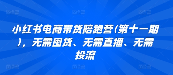 小红书电商带货陪跑营(第十一期)，无需囤货、无需直播、无需投流-优优云网创