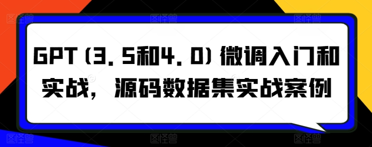 GPT(3.5和4.0)微调入门和实战，源码数据集实战案例-优优云网创