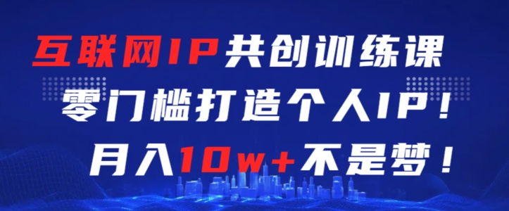 互联网IP共创训练课，零门槛零基础打造个人IP，月入10w+不是梦-优优云网创