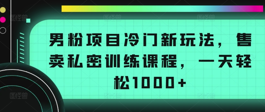 男粉项目冷门新玩法，售卖私密训练课程，一天轻松1000+-优优云网创