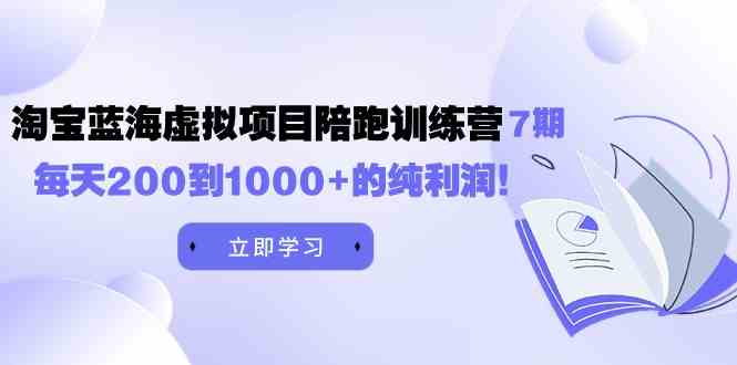 （9541期）黄岛主《淘宝蓝海虚拟项目陪跑训练营7期》每天200到1000+的纯利润-优优云网创
