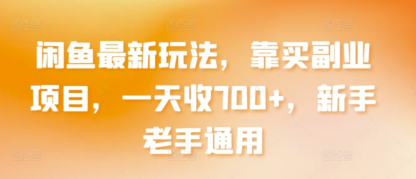 闲鱼最新玩法，靠买副业项目，一天收700+，新手老手通用-优优云网创
