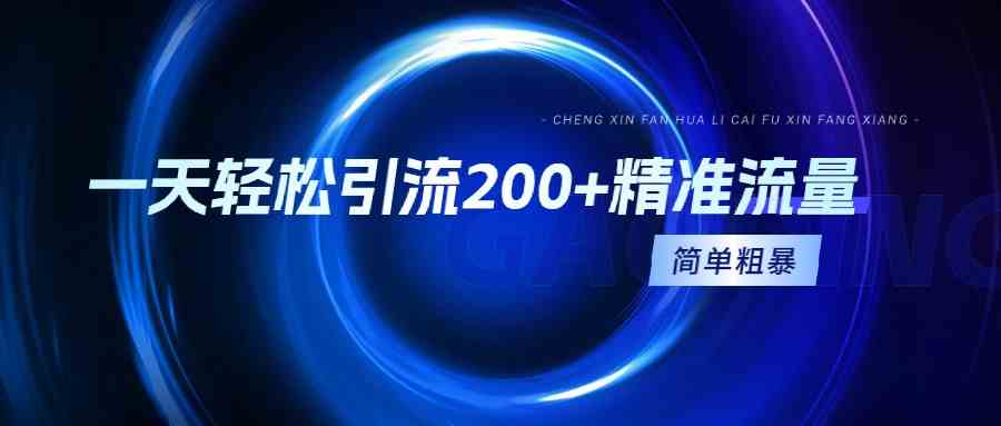 （9359期）一天轻松引流200+精准流量，简单粗暴，一看就会-优优云网创