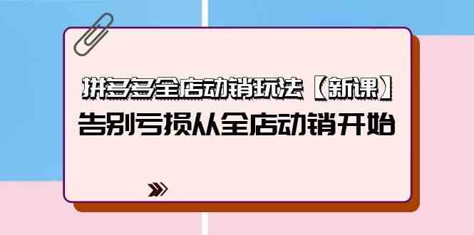拼多多全店动销玩法【新课】，告别亏损从全店动销开始（4节视频课）-优优云网创