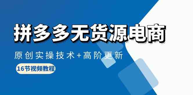 拼多多无货源电商，原创实操技术+高阶更新（16节视频教程）-优优云网创