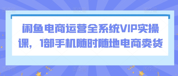 闲鱼电商运营全系统VIP实操课，1部手机随时随地电商卖货-优优云网创