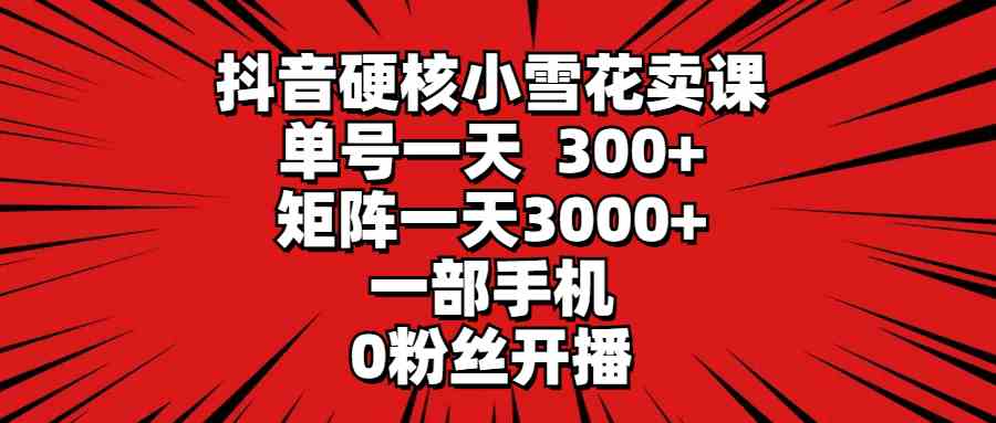 （9551期）抖音硬核小雪花卖课，单号一天300+，矩阵一天3000+，一部手机0粉丝开播-优优云网创