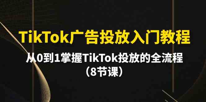 TikTok广告投放入门教程，从0到1掌握TikTok投放的全流程（8节课）-优优云网创