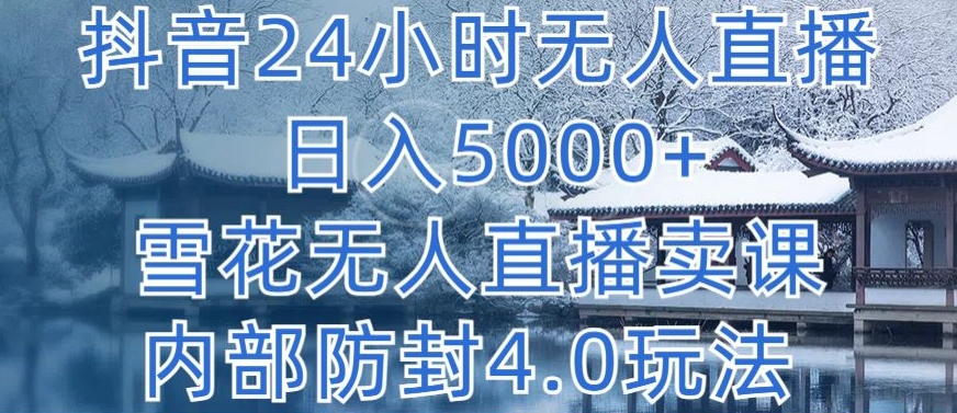 抖音24小时无人直播 日入5000+，雪花无人直播卖课，内部防封4.0玩法-优优云网创