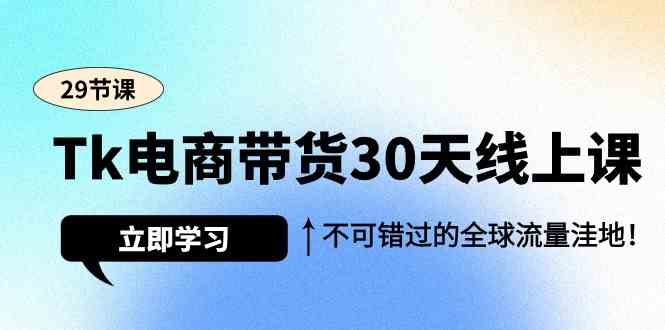 Tk电商带货30天线上课，不可错过的全球流量洼地（29节课）-优优云网创