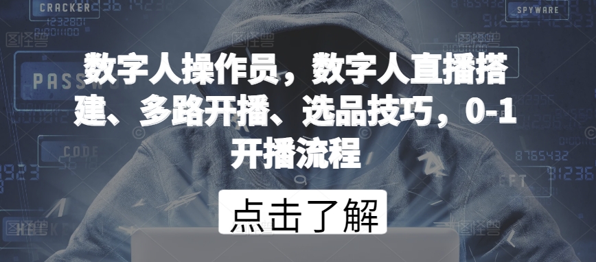 数字人操作员，数字人直播搭建、多路开播、选品技巧，0-1开播流程-优优云网创