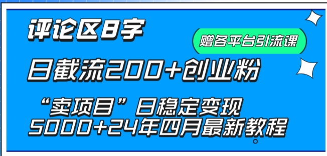 抖音评论区8字日截流200+创业粉 “卖项目”日稳定变现5000+-优优云网创