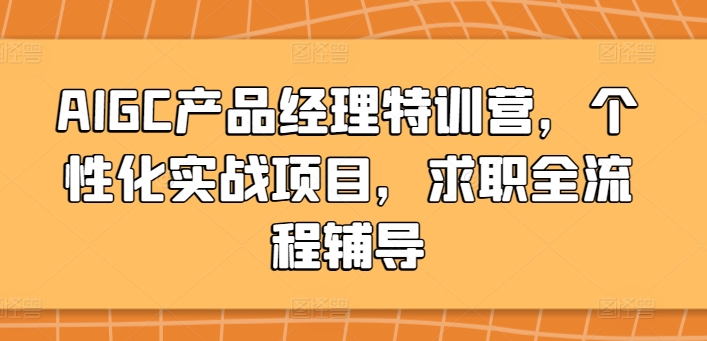 AIGC产品经理特训营，个性化实战项目，求职全流程辅导-优优云网创