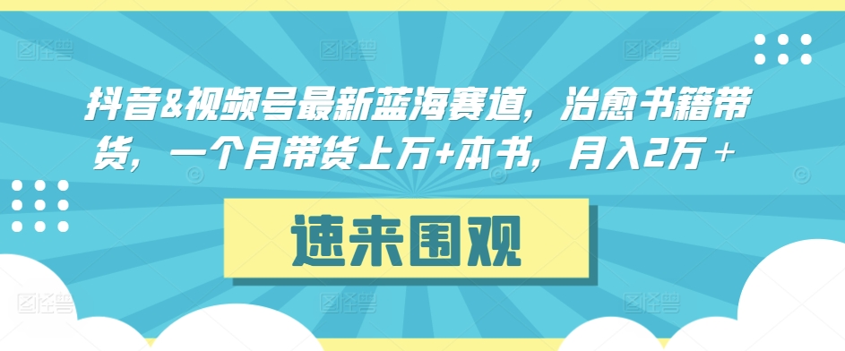 抖音&视频号最新蓝海赛道，治愈书籍带货，一个月带货上万+本书，月入2万＋-优优云网创