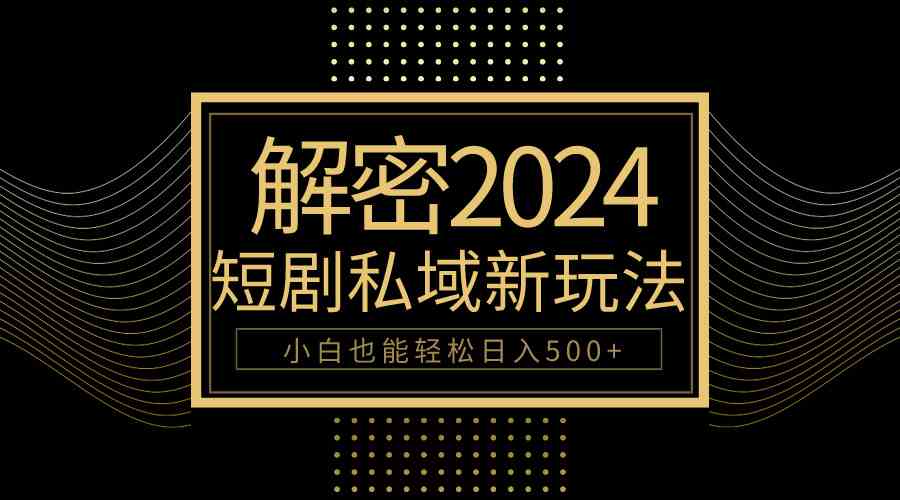 （9951期）10分钟教会你2024玩转短剧私域变现，小白也能轻松日入500+-优优云网创