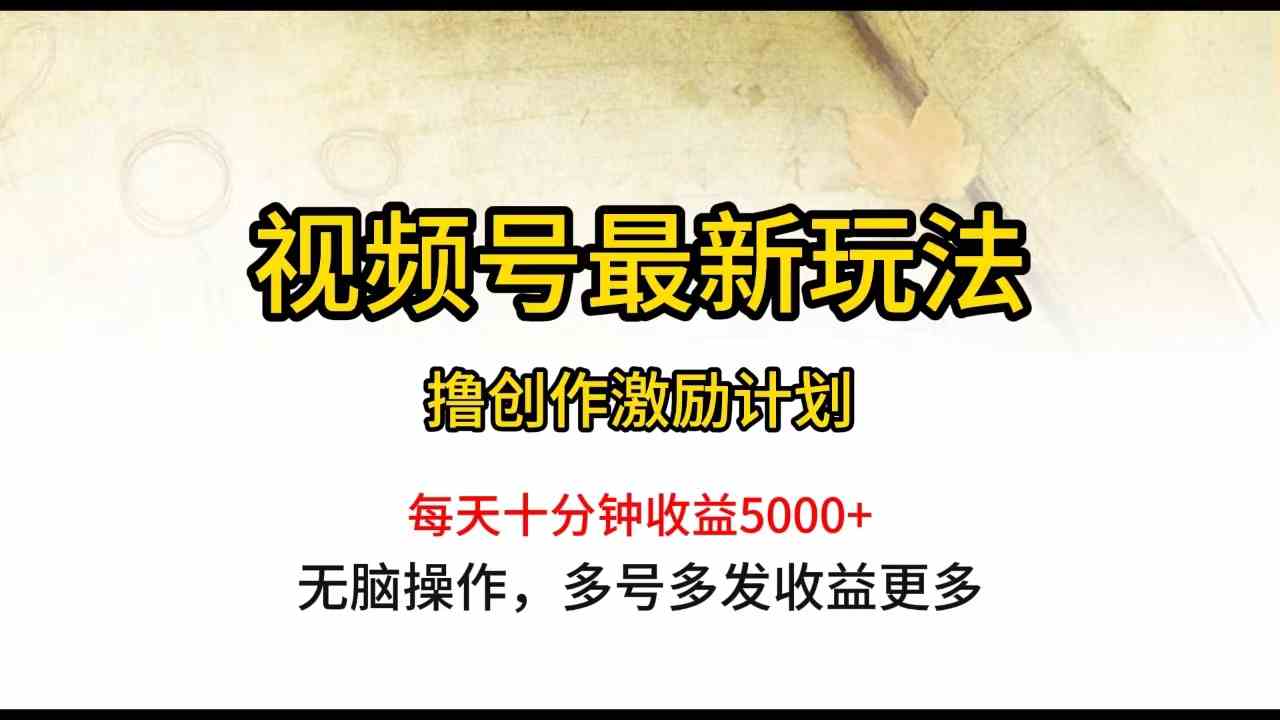 （10087期）视频号最新玩法，每日一小时月入5000+-优优云网创