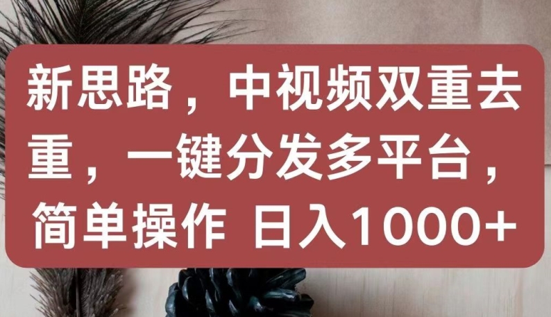 新思路，中视频双重去重，一键分发多平台，简单操作，日入1000+-优优云网创