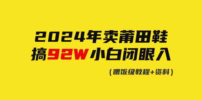 （9329期）2024年卖莆田鞋，搞了92W，小白闭眼操作！-优优云网创