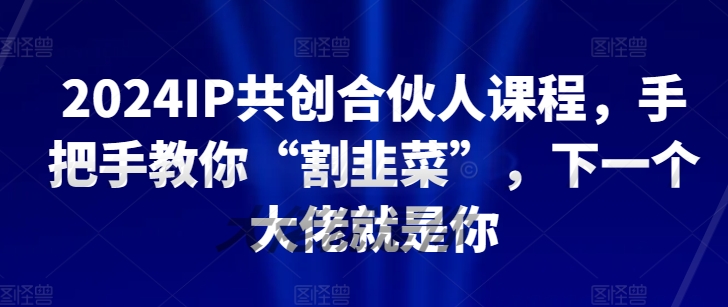 2024IP共创合伙人课程，手把手教你“割韭菜”，下一个大佬就是你-优优云网创