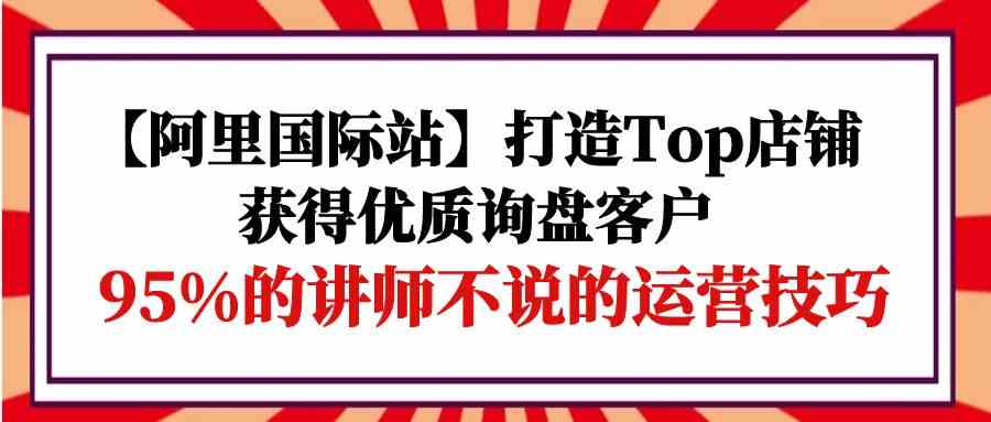 （9976期）【阿里国际站】打造Top店铺-获得优质询盘客户，95%的讲师不说的运营技巧-优优云网创