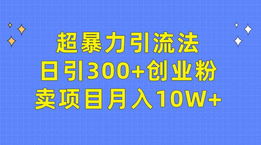 （9954期）超暴力引流法，日引300+创业粉，卖项目月入10W+-优优云网创
