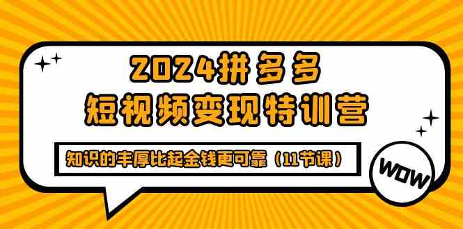 2024拼多多短视频变现特训营，知识的丰厚比起金钱更可靠（11节课）-优优云网创