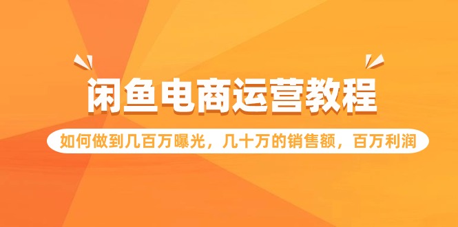 闲鱼电商运营教程：如何做到几百万曝光，几十万的销售额，百万利润-优优云网创